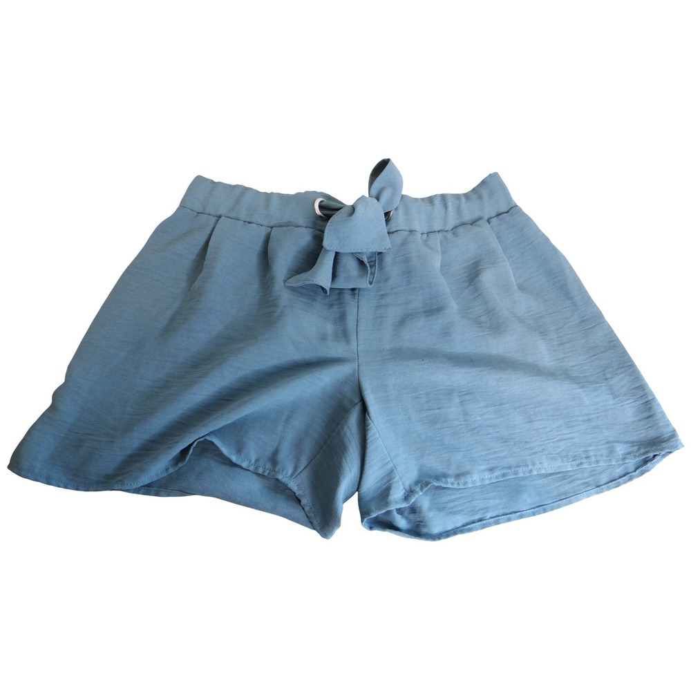 Retrology Womens Slate Blue‎ Tie Front Elastic Waist Relaxed Summer Shorts Small